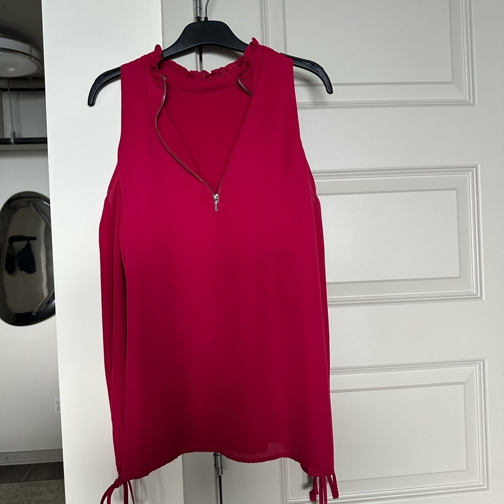 Bebe Fuchsia Ruffle Top - Picture 2 of 3